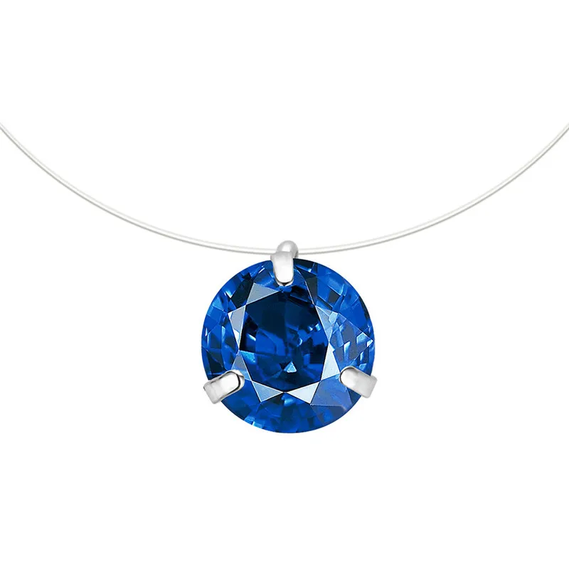 8MM Dark Blue Подарок 8 цветов 6 мм розовый серебряный красный циркон Чокеры ожерелье s прозрачная леска простое ожерелье с подвеской ювелирные изделия для женщин - Окраска металла: 8MM Dark Blue