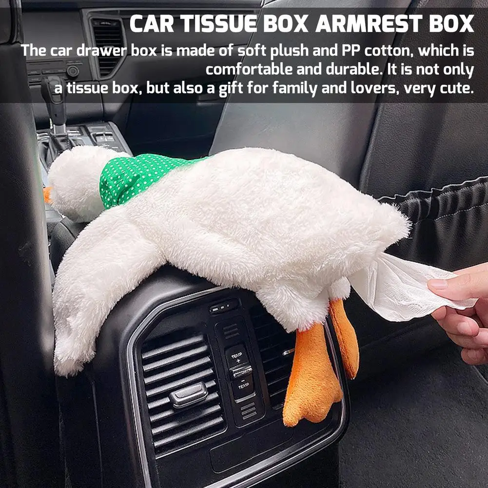 

Cute Cartoon Car Tissue Box Lovely Short Plush Duck Armrest Headrest Sun Visor Hanging Pumping Boxes Holder For Home Office