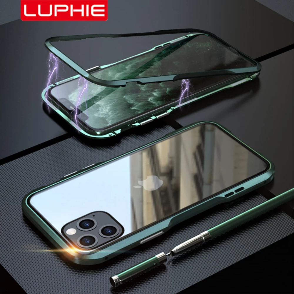 Магнитный чехол Luphie для iPhone 11 Pro Max классный Алюминиевый металлический телефона X