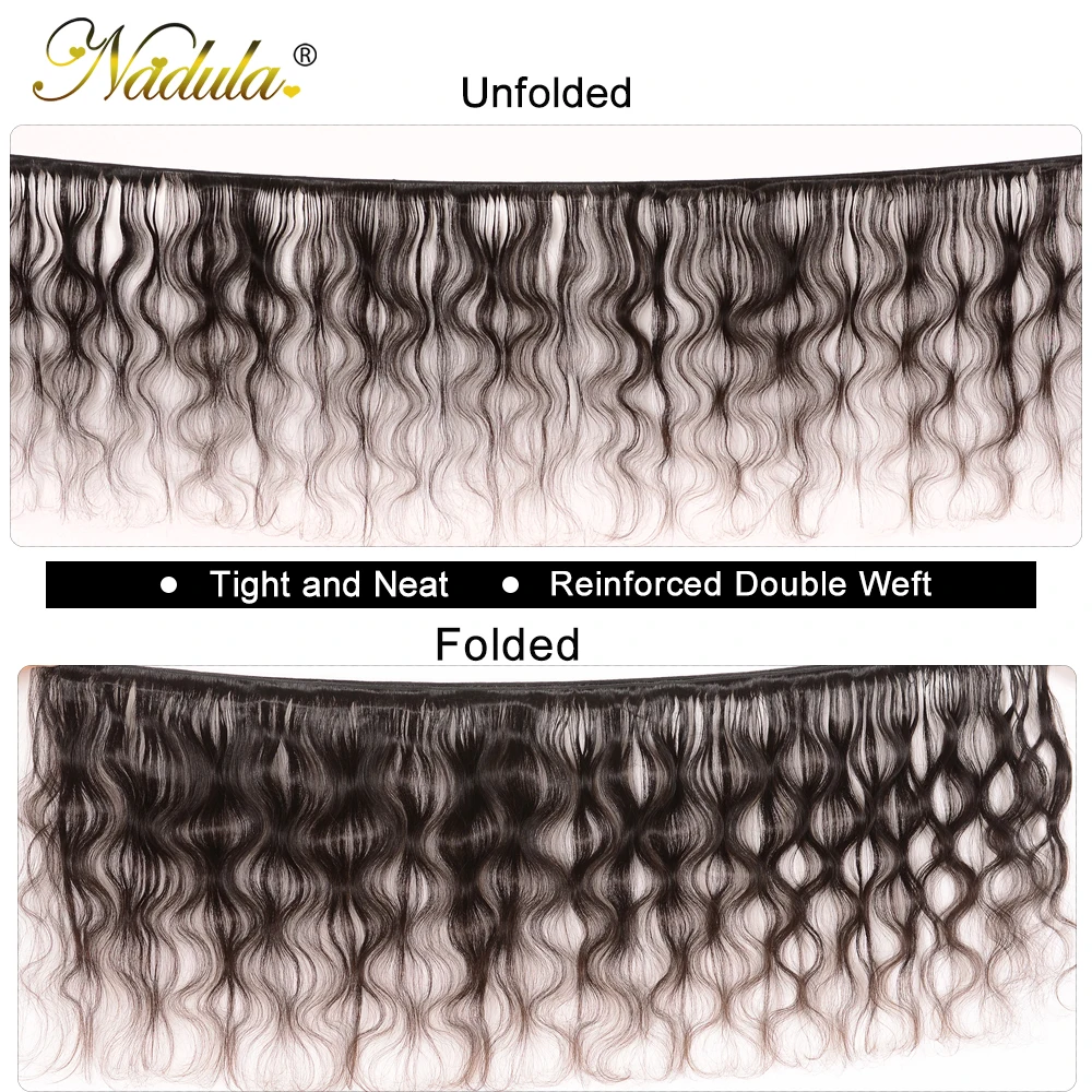 Nadual пучки волнистых волос для тела с закрытием 6x6 Кружева Закрытие Средний