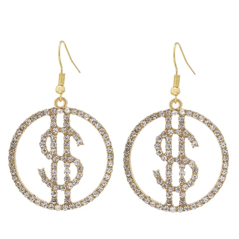 2020 креативный дизайн доллар США деньги $ капли кристалл стразы серьги для женщин