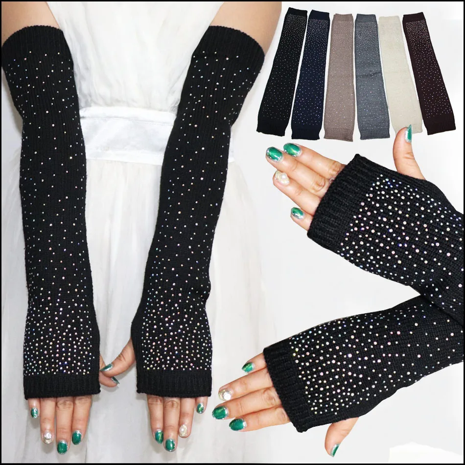 

Arm guard sleeves ladies knitted half-finger gloves long autumn and winter warm non-wool arm sleeves fingerless free shipping