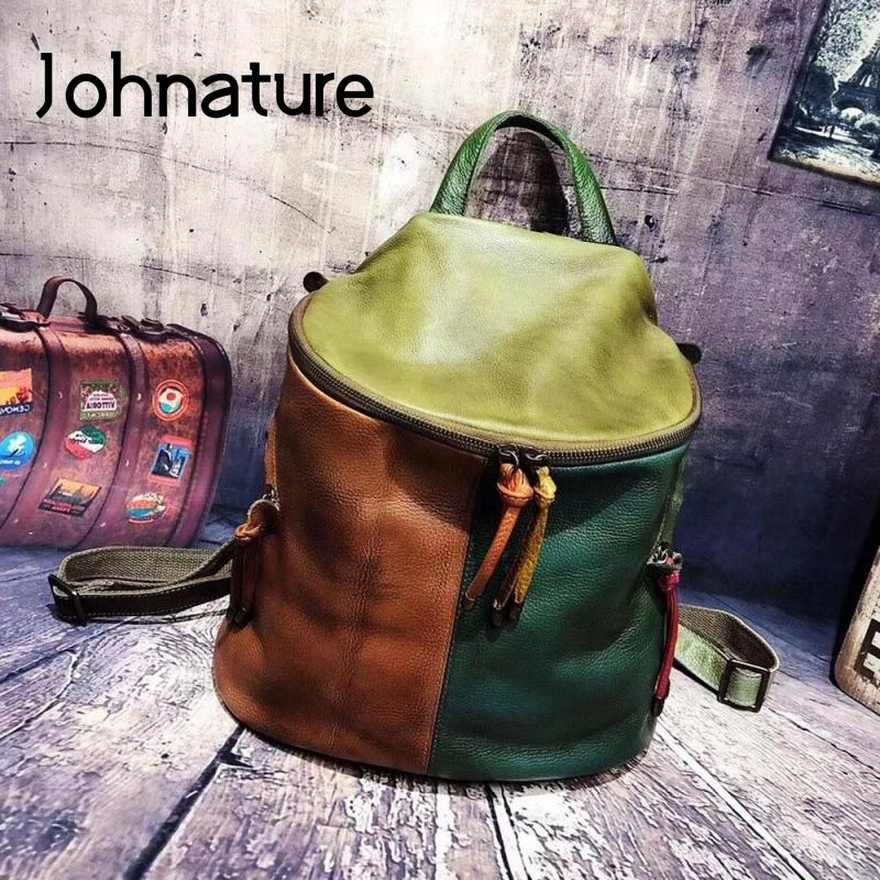 Jonature, натуральная кожа, ручная работа, Большой Вместительный женский рюкзак,, новинка, винтажный, ручная вытирание, разные цвета, смешанные рюкзаки