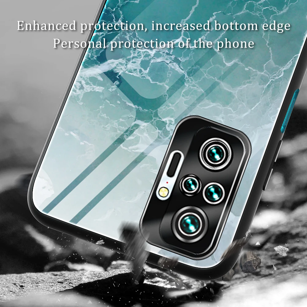 

Marble Tempered Glass Phone Case For XIAOMI K40 K30 Pro Mote 10 Max 9s 8T Pro Cover Tempered Glass TPU Hard Marble Back Cover