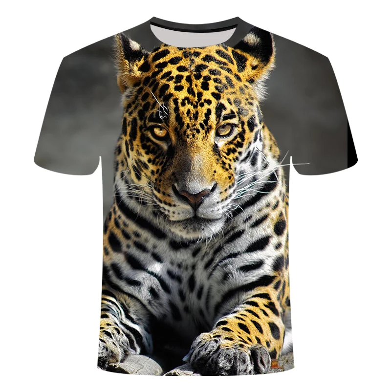 

2021 New Tiger Lion Leopard T-shirt Fashion 3d Printing Round Neck Casual Hip Hop Shirt Asian Size 6xl Large Size Short Sleeve