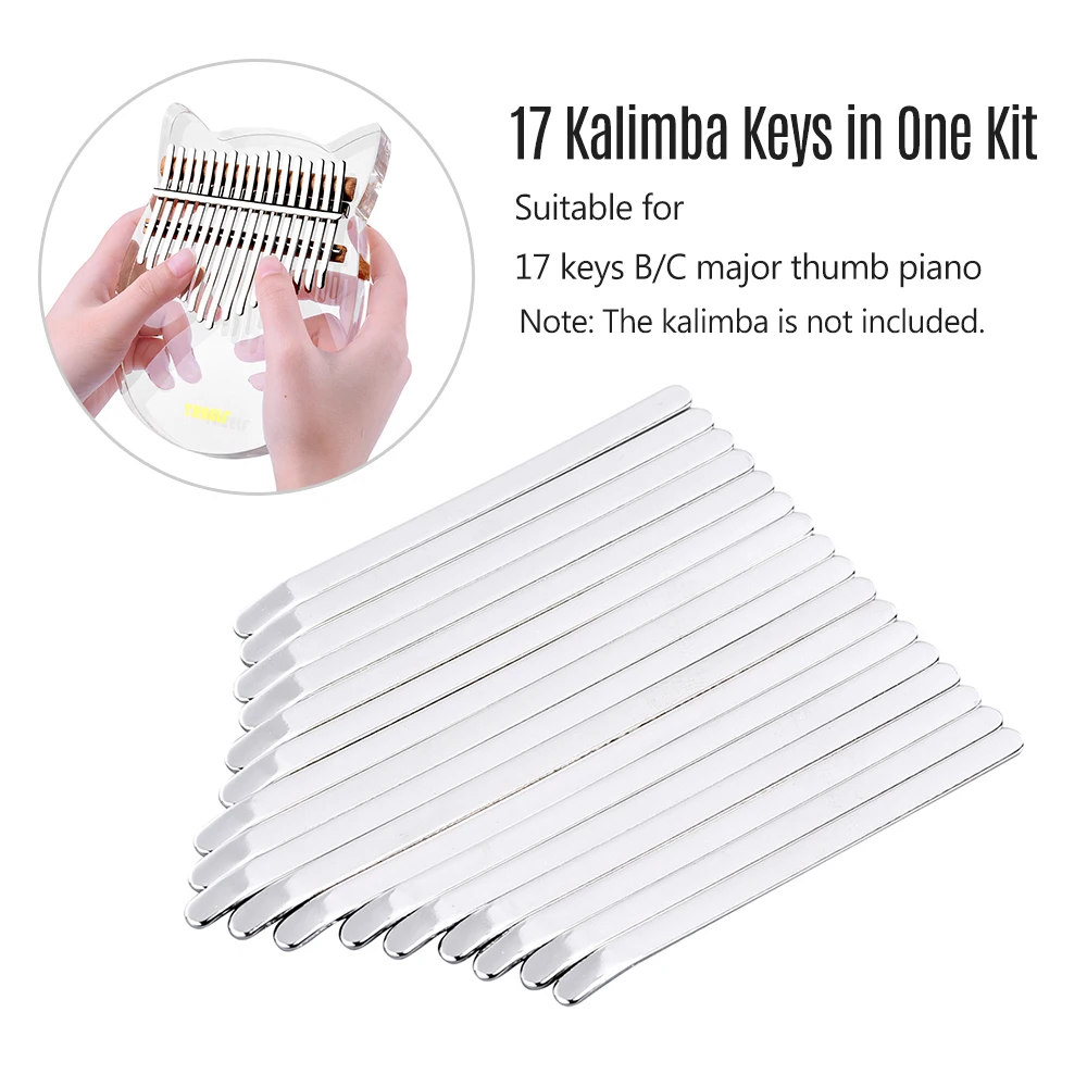 LINGTING Kalimba 17 клавиш пианино Набор сменных ключей из марганцевой стали с наклейками