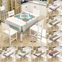 square tablecloth dining table cover datura flowers printed waterproof table top cover for kitchen dinner table