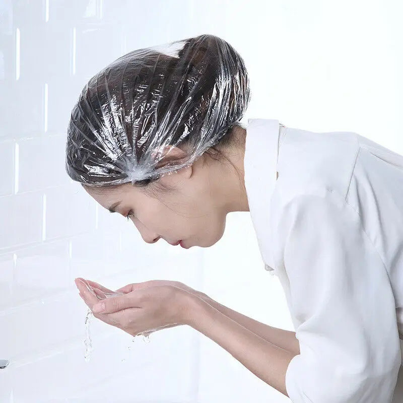 100 ПК waterproofShower колпачки одноразовые шапочки для душа купальный эластичные