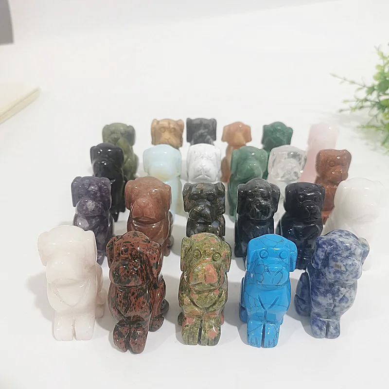 Free shipping 2 inches dog Shape Natural Crystal Healing Reiki Stone Pendant Mascot Figurine For Home Desk Decoration Gift ZP | Дом и сад