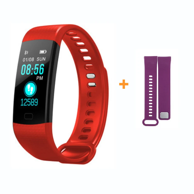 add purple strap Imosi Y5 умный Браслет, пульсометр, монитор артериального давления, высокая яркость, цветной экран, умный браслет, браслет, уведомление - Цвет: add purple strap