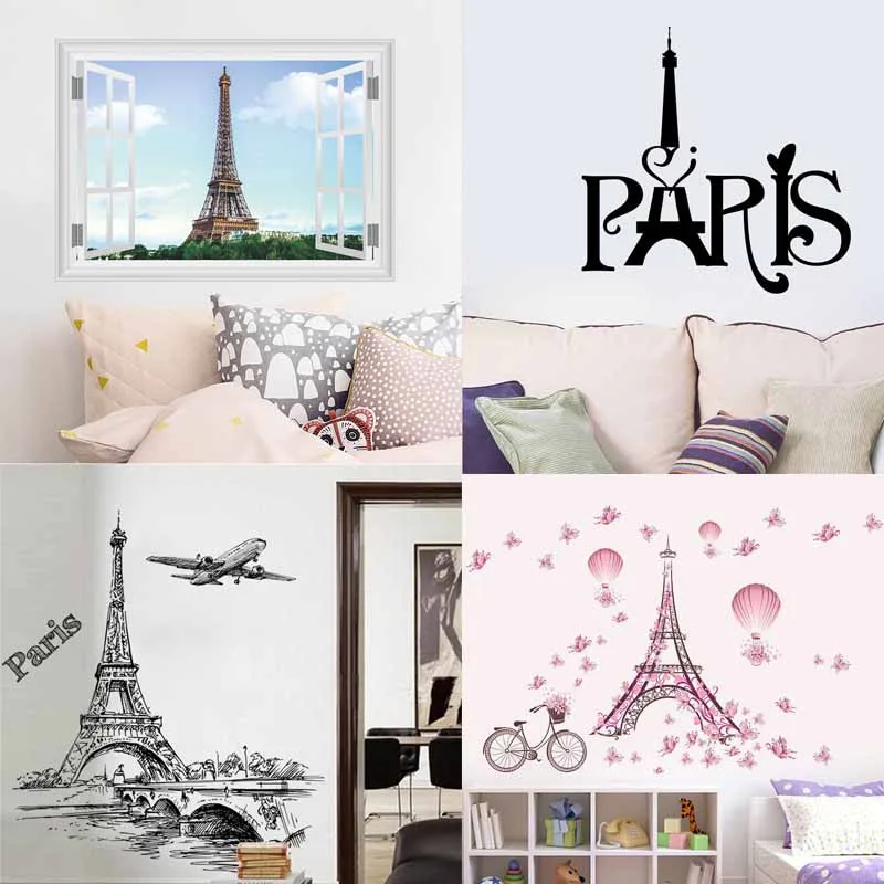 

Настенные Стикеры с изображением Парижской башни, гостиной, спальни, ресторана, телевизора, дивана, фоновое украшение, 3d наклейки на стены, о...