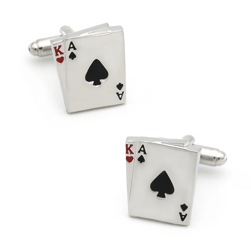 

Casino Design Poker Black Jack Cufflinks Quality Brass Material Silver Color Cuff Links Wholesale & Retail