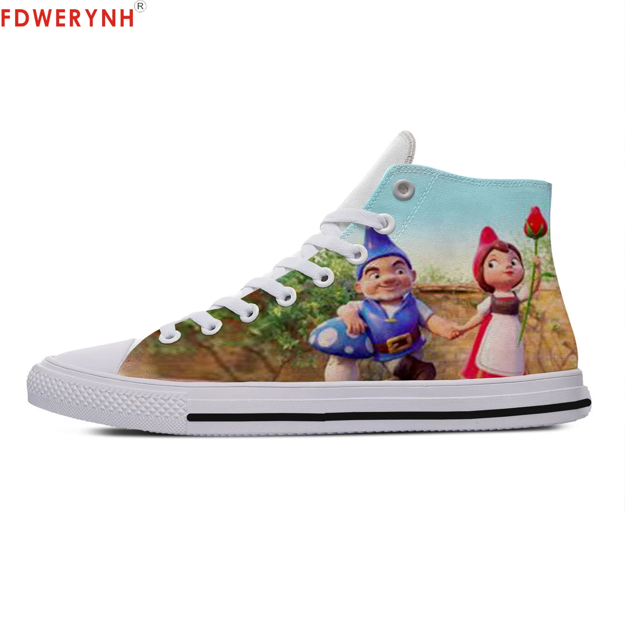 

Men Walking Shoes Sherlock Gnomes Custom Images Or Logo High Top Canvas Shoes Lace-up Fashion Flat Shoes