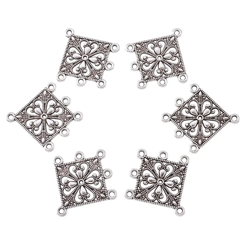 37x33.5x1.5mm 20 шт Античная Серебряная шляпа/цветок/луна-образный Тибетский Стиль Люстра компоненты звенья соединители для DIY серьги ожерелье изготовление - Цвет: 37x33.5x1.5mm