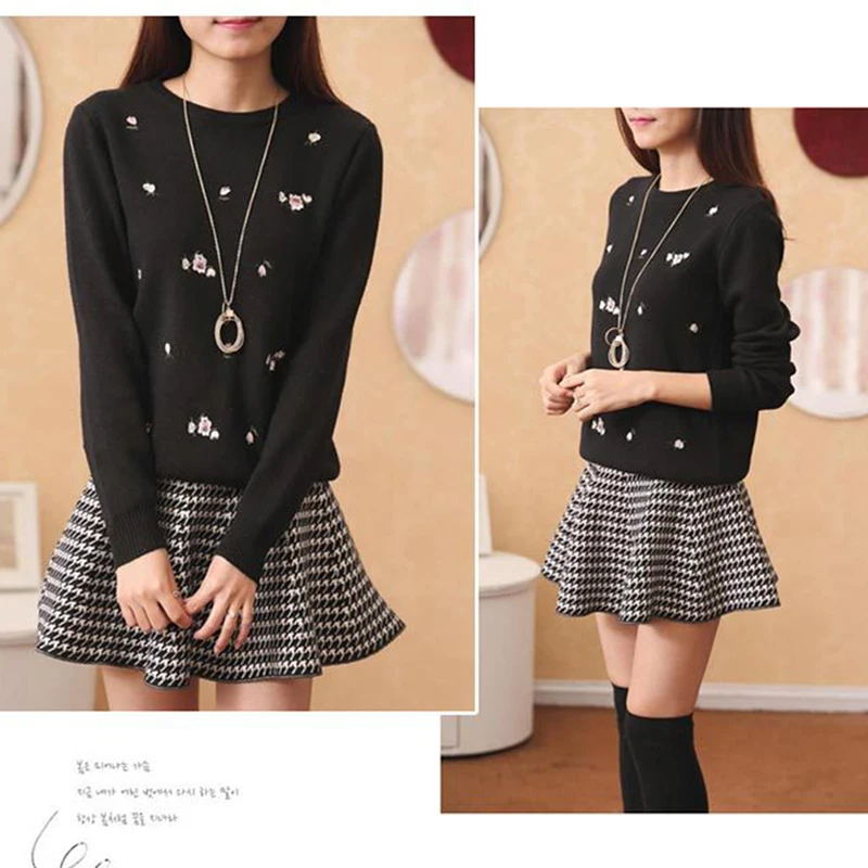 

2020 Autumn Sweater Women Embroidery Knitted Winter Women Sweater And Pullover Female Tricot Jersey Jumper Pull Femme