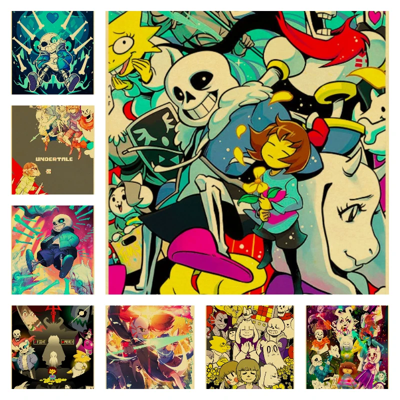 

Canvas Painting Wall Art Story Telling Cartoon Game Undertale Poster Secret Room Cafe Home Vintage Pictures for Home Decoration