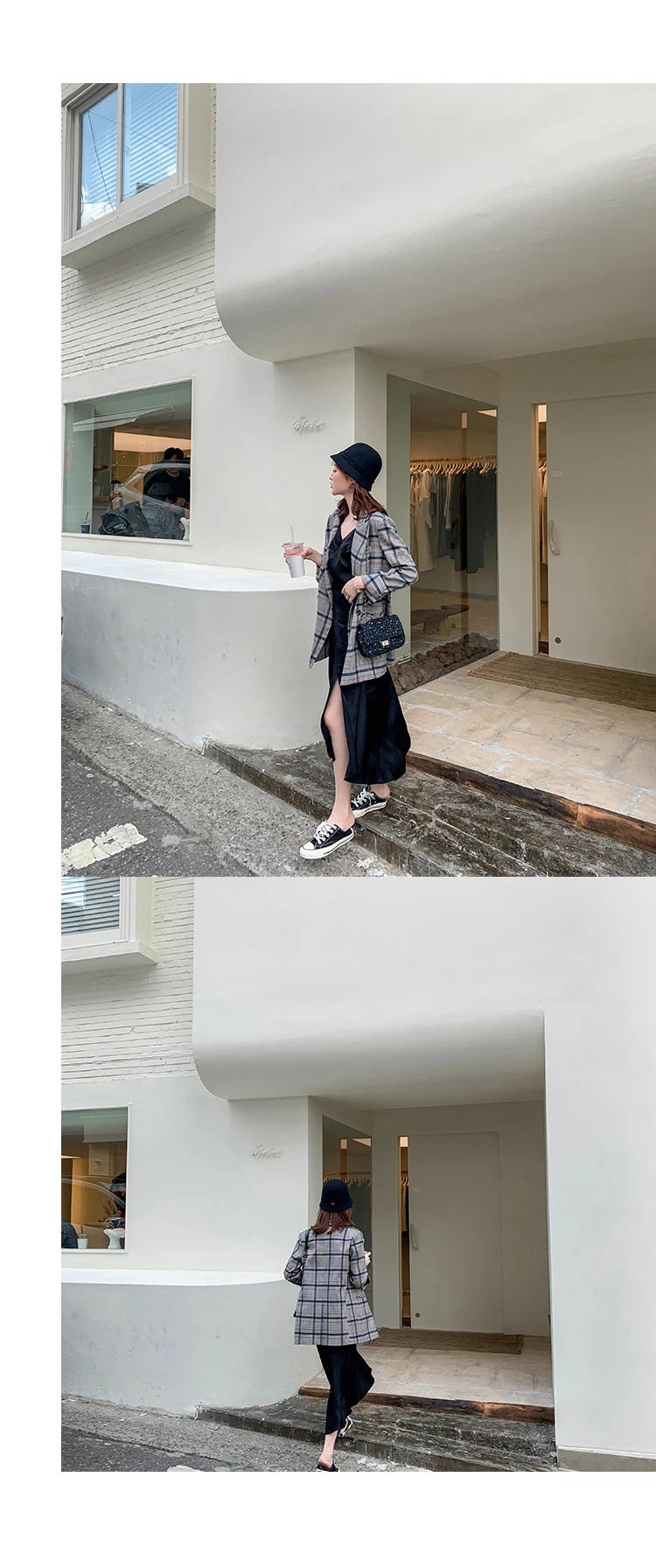 Women Winter Autumn Plaid Suit Jacket Female Coat Fashion Clothing Slim Blazer