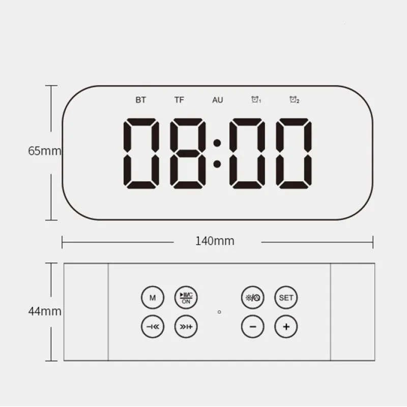 

Portable Bluetooth Wireless Speaker HiFi LED Alarm Clock Mini Mirror Screen Clock Gift Card Bass Mini Speaker TF USB AUX