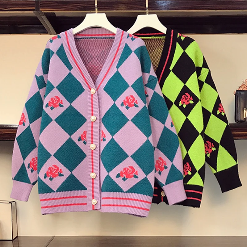 Женский свитер 2021 кардиган зимний кашемировый топ с цветочным принтом