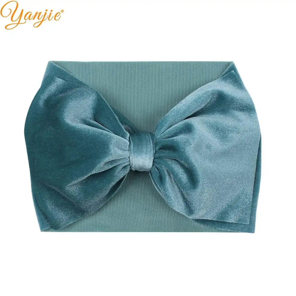 7 дюймов банты для волос бархатная повязка на голову широкие однотонные мягкие