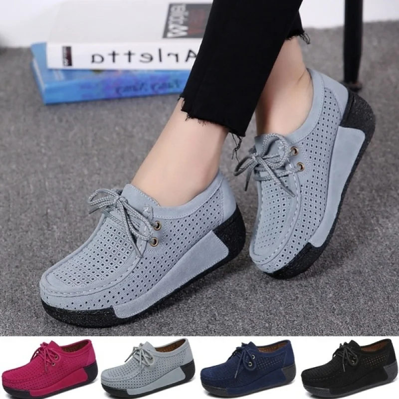 

Women Casual Sport Shoes Fashion Female Shake Shoes Loafers Comfortable Hollow-out Breathable Leisure Ladies Lining Material Fit