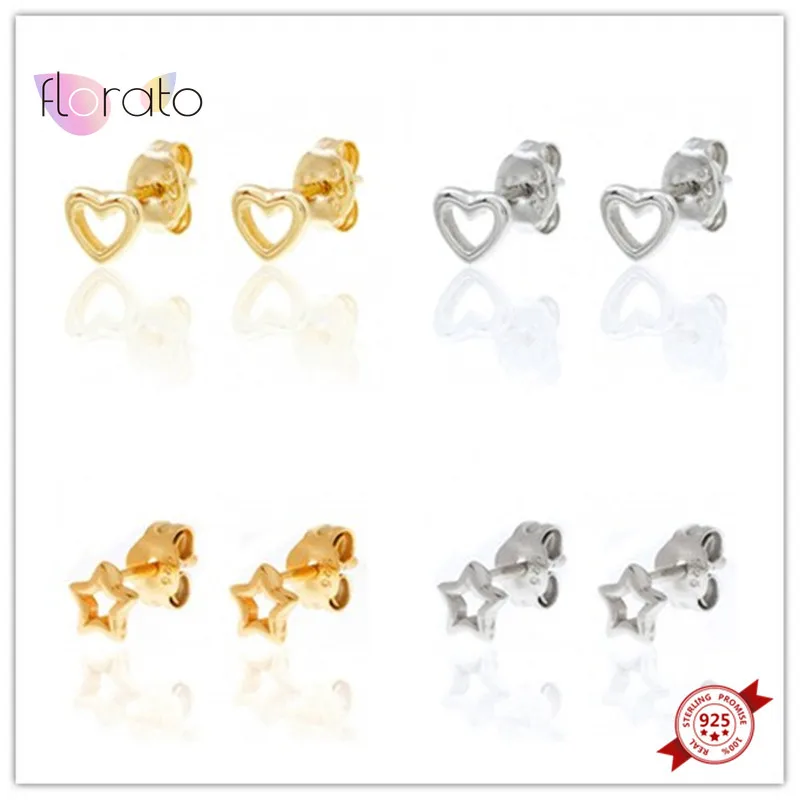 

925 Sterling Silver Heart Stud Earrings for Women Minimalism Star Earrings Mini Ear Studs Trendy Ear Nails Girls Jewelry Gift