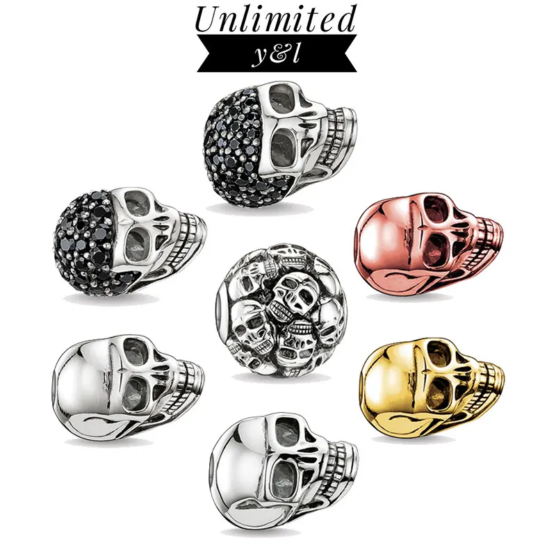 Шарм бусина из серебра 925 пробы с черепом и кармой|Бусины| |