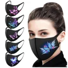 Модная Пылезащитная шелковая маска с принтом бабочки 5 шт., многоразовый цветной тканевый тюрбан для лица, стильный модный смываемая маска