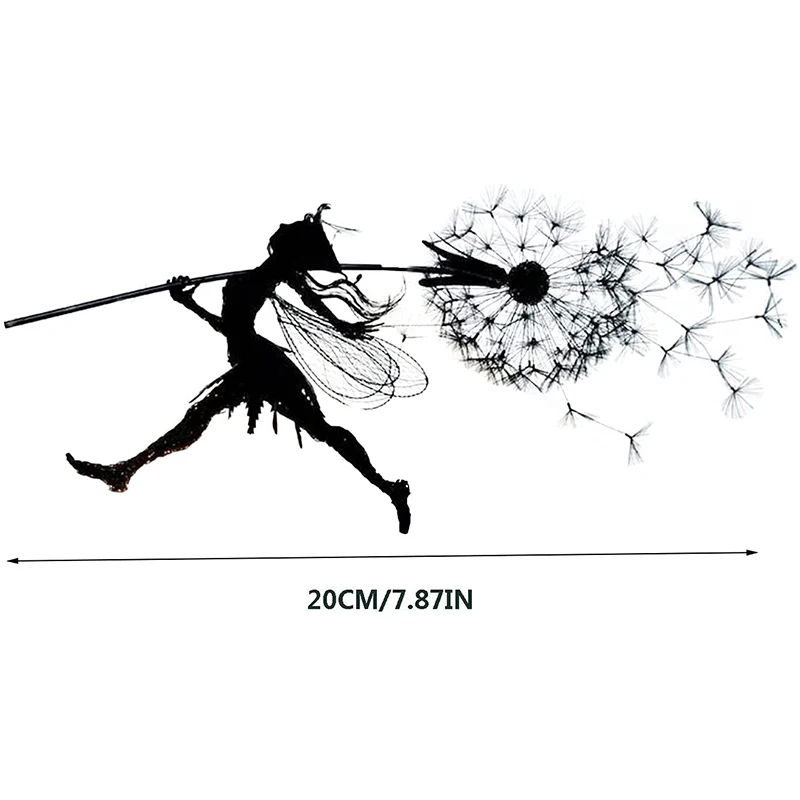 

HOTGarden Fairy Decoration Stake Fairy Playing On/with The Dandelion Metal Art Elf Silhouette Ornament For Outdoor