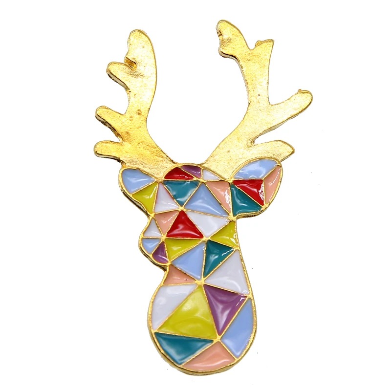 Оптовая продажа большая женская и мужская эмалированная брошь в виде оленя из