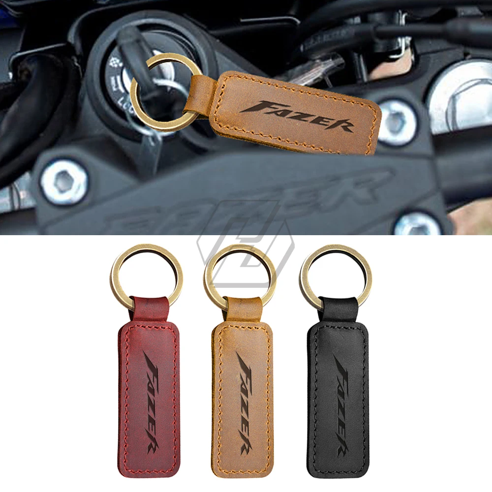 

For Yamaha Fazer 250 8 FZ6 FZ8 FZ1 FZS600 Motorcycle Cowhide Keychain Key Ring