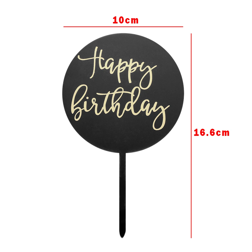

10Pcs Round Happy Birthday Cake Topper Gold Pink Acrylic Birthday Dessert Party Decoration For Baby Shower Party Baking Supplies