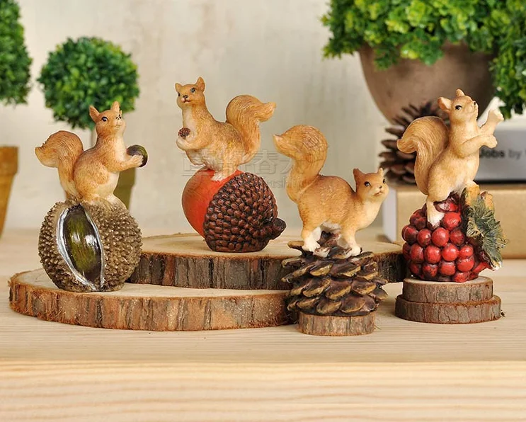 Американская сельская смола белка и орех миниатюрные настольные поделки для