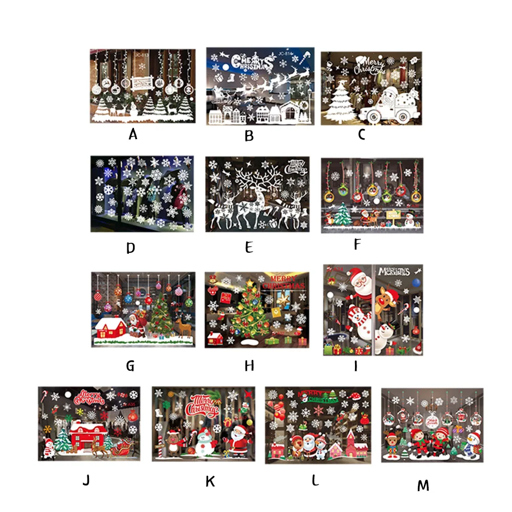 Рождественские наклейки на окна настенное украшение с новым годом вечерние