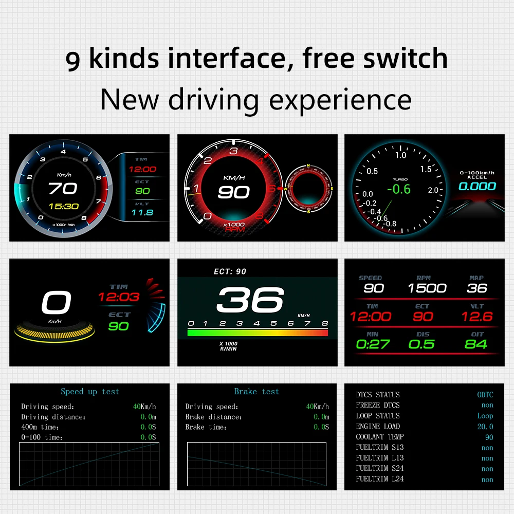 car hud obd2 auto on board computer speed monitoring with acceleration turbo alarm head up display digital guage car accessories free global shipping
