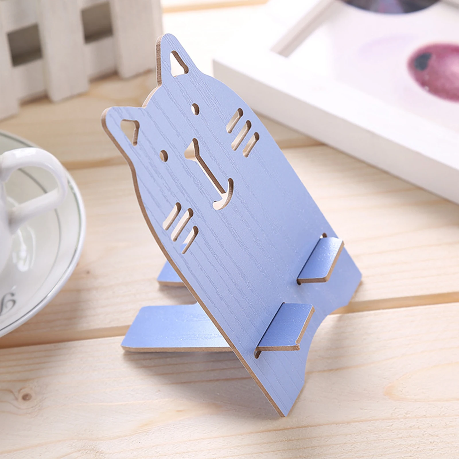 

Creativity Cute Cartoon Mobile Phone Holder Cat Wooden Mobile Phone Holder Portable Universal Ipad Mobile Phone Desktop Bracket