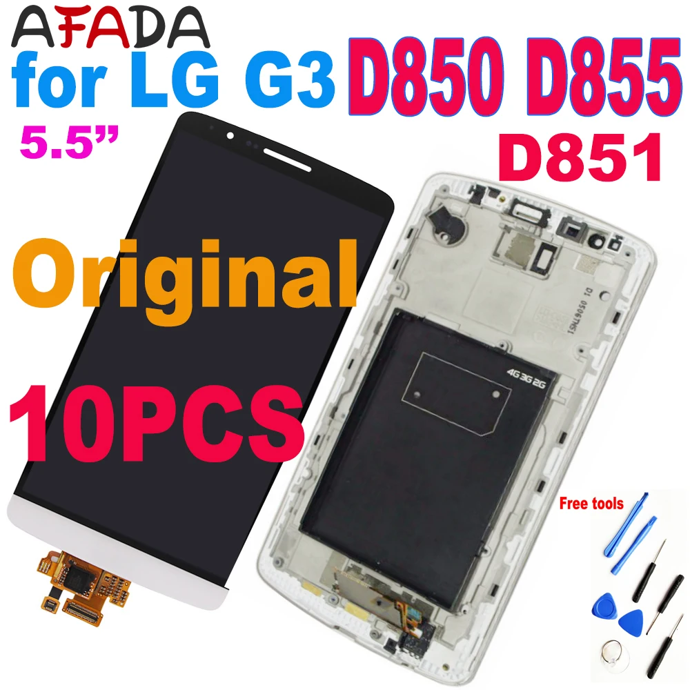 

10 шт. 5,5 "экран для LG G3 D850 D855 D851 ЖК-дисплей кодирующий преобразователь сенсорного экрана в сборе дигитайзер Замена запчастей для LG G3 LCD