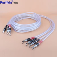 preffair one pair 4pcs hi end 11cores occ silver plated hifi speaker cable spade to spade plug speaker wire for audiophiles