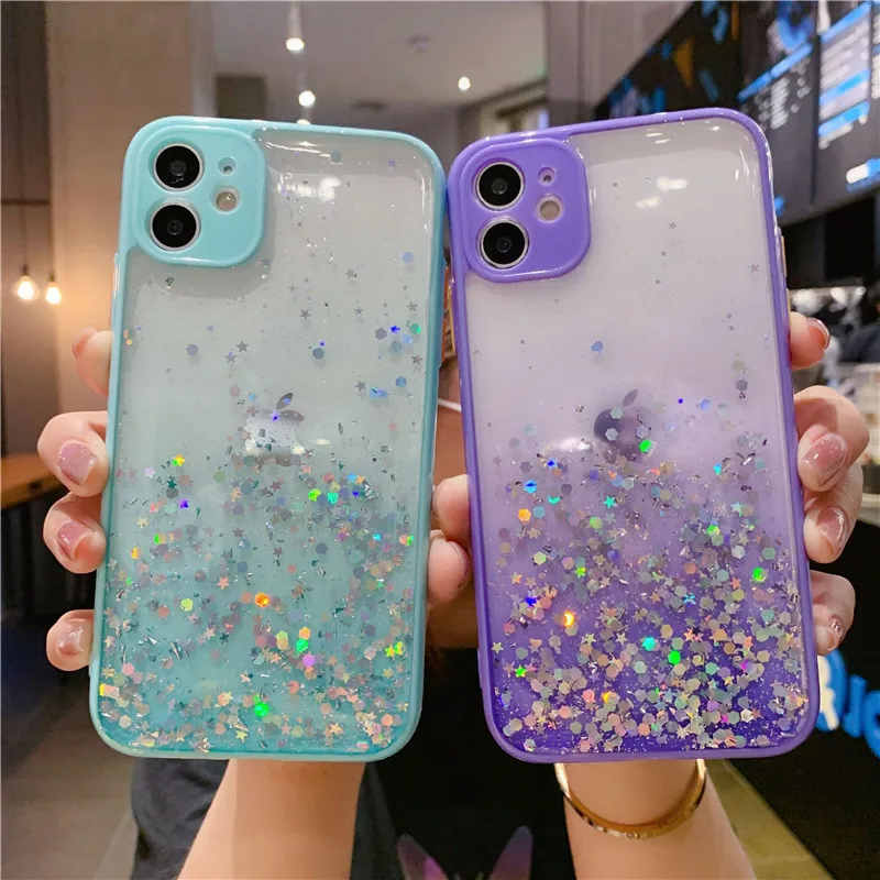 Гладкий блестящий чехол для телефона iPhone 11 iphone 13 12 Pro max 6 6s 7 plus 8 pro X XS Max XR из ТПУ |