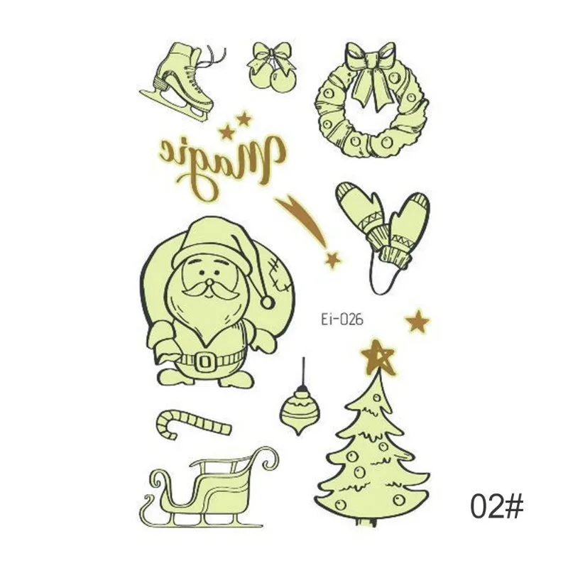 24 Styles 3pcs Luminous Kids Temporary Tattoo Sticker Fake Christmas Flash Waterproof Small Body Art For Child Party DIY Decor | Дом и сад
