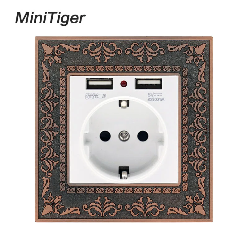 Высококачественная ретро-панель Minitiger из цинкового сплава 16 А Белая настенная