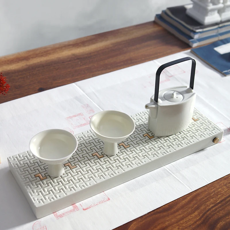 

New Chinese Style Simple Zen Tea Making Teapot Tea Bowl Tray Ceramic Tea Set Home Living Room Hotel Restaurant Study Decorations