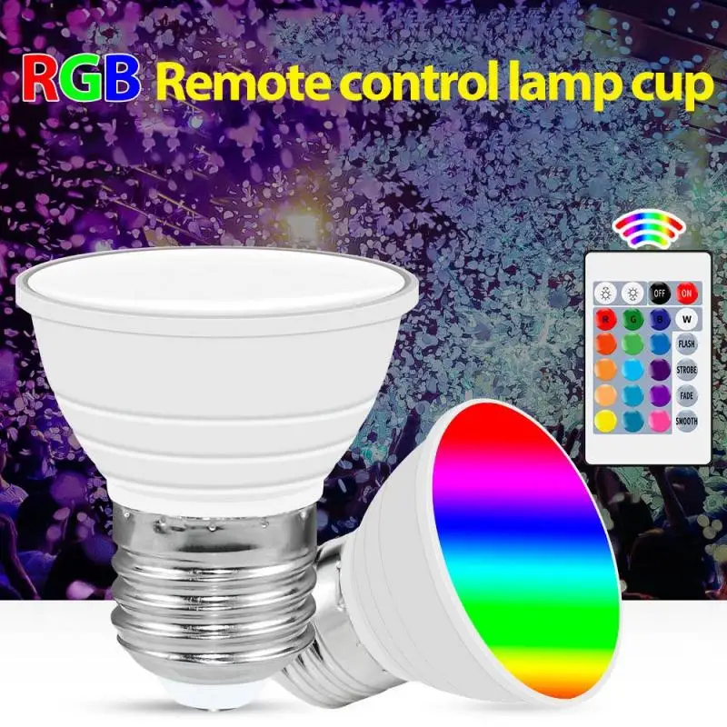 

1Pcs E27/E14/GU10/MR16 LED Lamp Cup Remote Control Colorful RGB Lamp Bulb Smart Color Background Decorative Downlight 2021 New