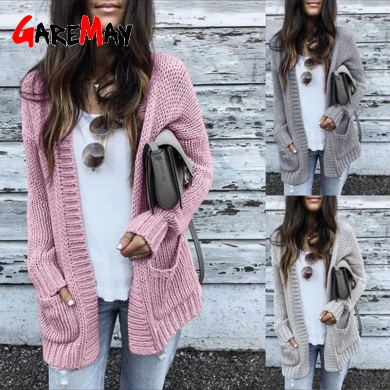 Plus Size Cardigans Women Knitwear Sweater Female Autumn Winter Thick Warm Casual Gray Black Coat Knitted Ladies Jacket |