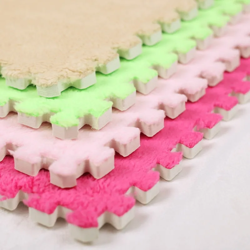 

30*30 cm Splicing Carpets for Living Room Plush Soft Climbing Mat Rug Split Joint Bath Room Anti-skid Rugs Pink Shaggy Area