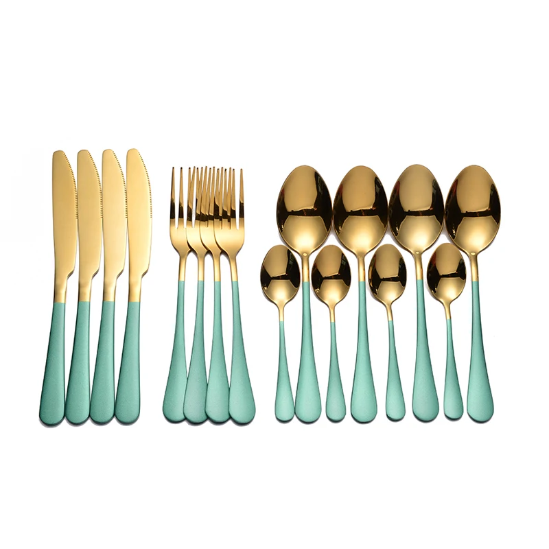 Lingeafey Stainless Steel Cutlery Tableware Forks Knives Spoons Dinnerware Set Fork Spoon Knife 16 Pcs Reusable Dropshipping | Дом и сад
