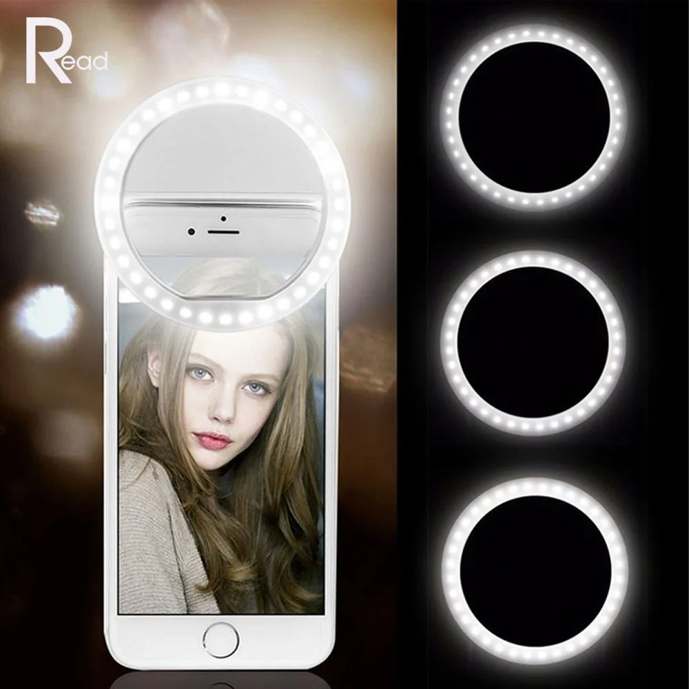 

Светодиодный кольцевой светильник для селфи, лампа с зажимом для мобильного телефона, USB зарядка, кольцевой светильник для телефона, для iPhone...
