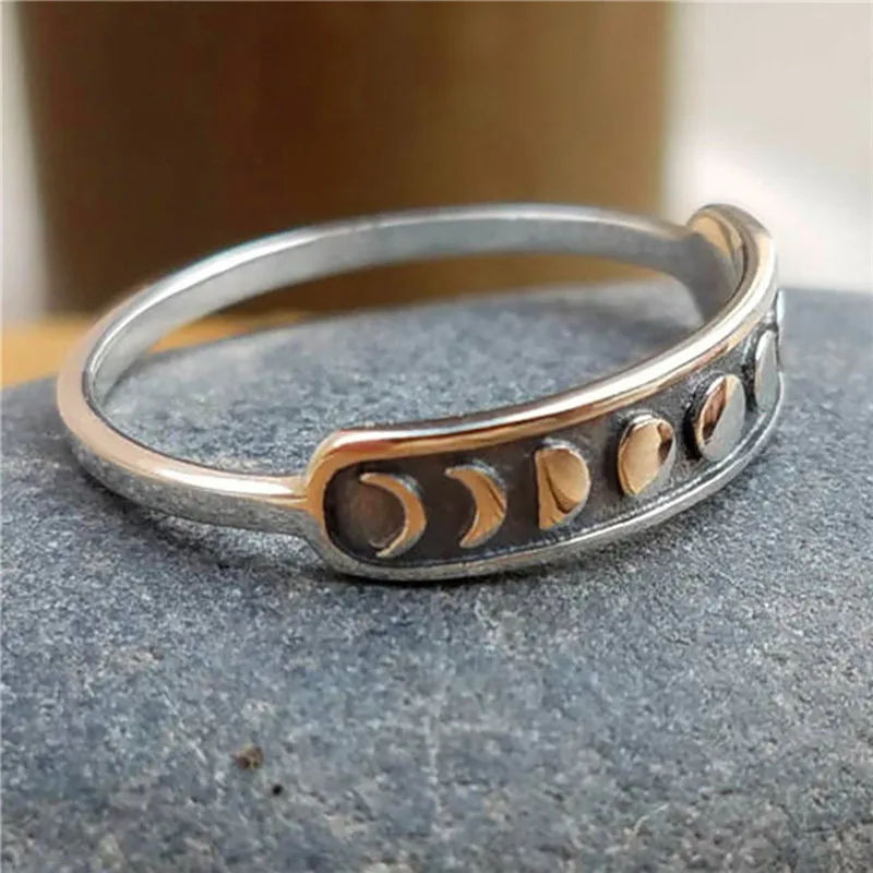 Женское винтажное обручальное кольцо из 100% серебра 925 пробы с фазой Полумесяца |