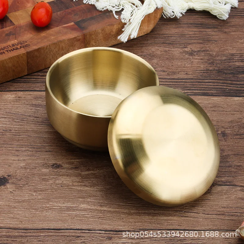 304 Корейская двойная миска для риса из нержавеющей стали с крышкой супа на пару