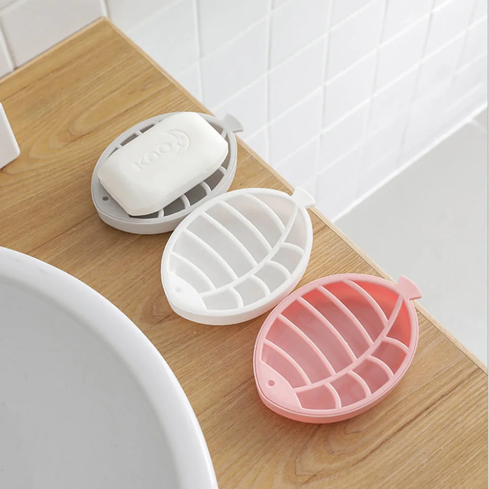 

Soap Dish Fish Shape Soap Box Plastic Double Layer Draining Soap Rack Storage Plate Tray Holder Case Bathroom Accessories
